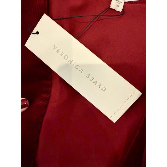 Veronica Beard Orial Corduroy Zip-Front Mini Dress in Burgundy NWT – Size 10 - Picture 7 of 10
